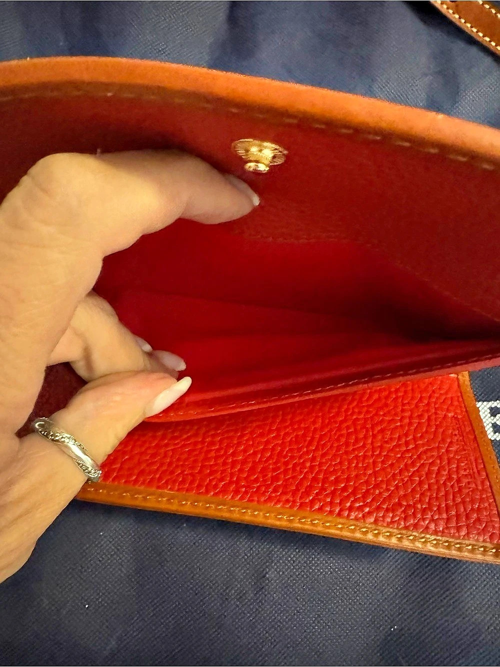 Dooney & Bourke Pebble Leather-Trim Wallet in Red & Brown - Picture 3 of 3